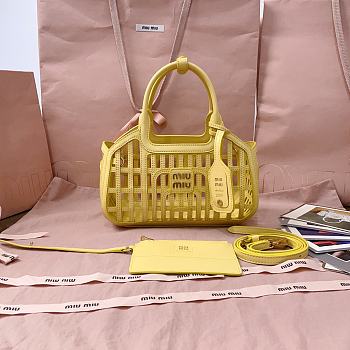 	 Miu Miu Cookie Popup Basket Bag In Yellow - 24 X12.5 X 9 cm