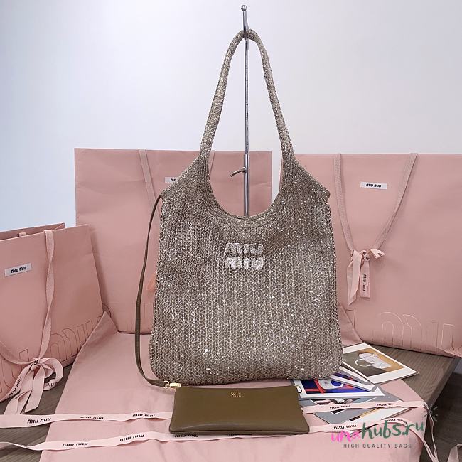 Miu Miu Ivy Sequinned Tote Bag in Silver - 35 X 40 cm - 1