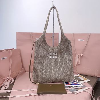 Miu Miu Ivy Sequinned Tote Bag in Silver - 35 X 40 cm
