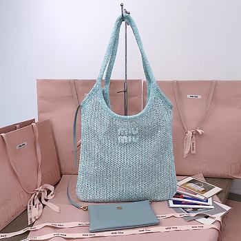 	 Miu Miu Ivy Sequinned Tote Bag in Blue - 35 X 40 cm