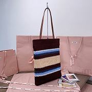 Miu Miu Cocoa Brown/celeste/natural Raffia-effect Woven Tote Bag - 30X38CM - 5