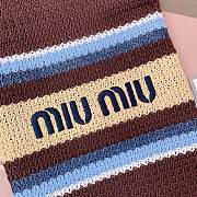 Miu Miu Cocoa Brown/celeste/natural Raffia-effect Woven Tote Bag - 30X38CM - 2