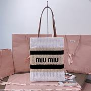 	 Miu Miu White/celeste/natural Raffia-effect Woven Tote Bag - 30X38CM - 1