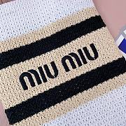 	 Miu Miu White/celeste/natural Raffia-effect Woven Tote Bag - 30X38CM - 3