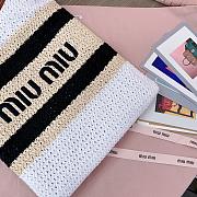 	 Miu Miu White/celeste/natural Raffia-effect Woven Tote Bag - 30X38CM - 2