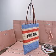 	 Miu Miu Blue/celeste/natural Raffia-effect Woven Tote Bag - 30X38CM - 5