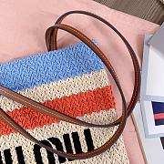 	 Miu Miu Blue/celeste/natural Raffia-effect Woven Tote Bag - 30X38CM - 3