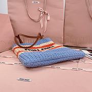 	 Miu Miu Blue/celeste/natural Raffia-effect Woven Tote Bag - 30X38CM - 2