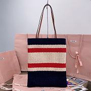 	 Miu Miu Dark Blue/celeste/natural Raffia-effect Woven Tote Bag - 30X38CM - 5