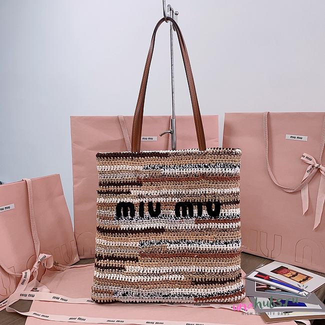 Miu Miu Raffia-effect Woven Tote Bag - 30X38CM - 1