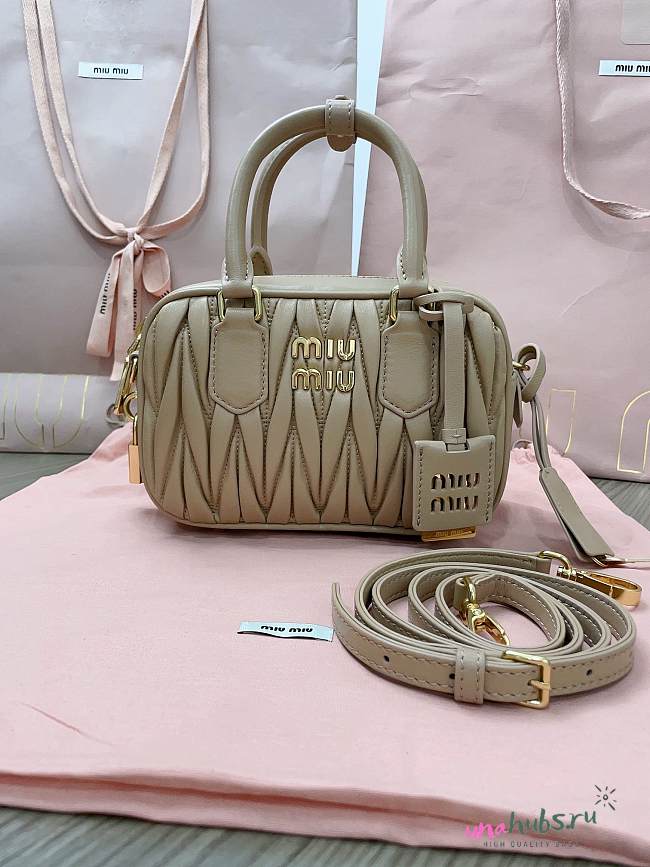 	 Miu Miu Arcadie Small Bag in Beige - 19X13X6CM - 1