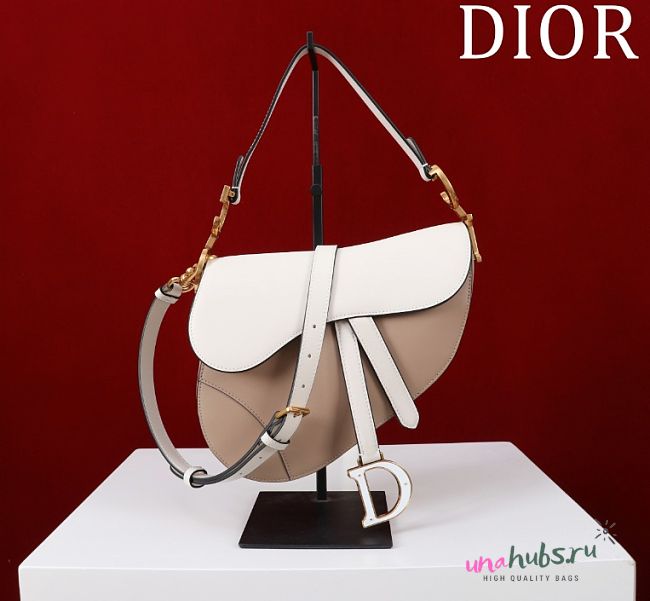 Dior Saddle Bag with Strap Two-Tone Latte and Beige  - 25.5×20×6.5cm - 1