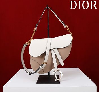 Dior Saddle Bag with Strap Two-Tone Latte and Beige  - 25.5×20×6.5cm