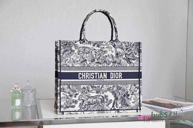 Dior Large Book Tote Dark Blue - 41.5*35*18cm - 1