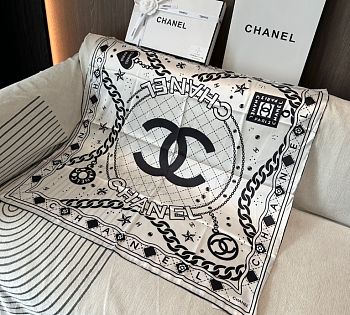 Chanel Silk Scarf In White - 90x90cm