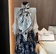 Chanel Silk Scarf In White - 90x90cm - 3