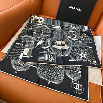 	 Chanel Silk Scarf In Black - 90x90cm