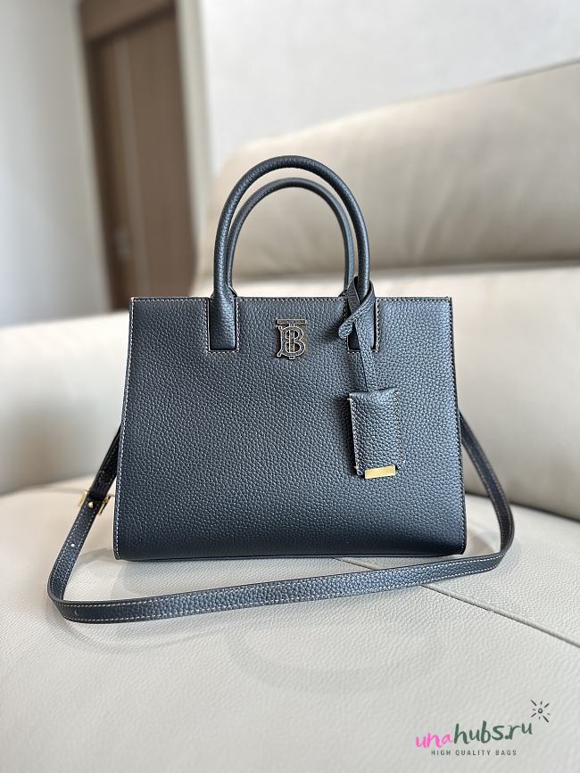 	 Burberry Frances Mini Tote Black Leather Bag - 27x 11× 20cm - 1