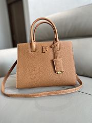 	 Burberry Frances Mini Tote Brown Leather Bag - 27x 11× 20cm - 1