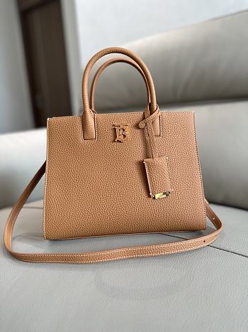 	 Burberry Frances Mini Tote Brown Leather Bag - 27x 11× 20cm