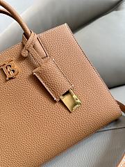 	 Burberry Frances Mini Tote Brown Leather Bag - 27x 11× 20cm - 2