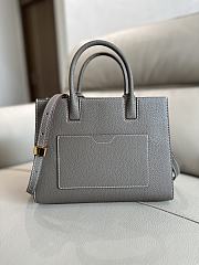 	 Burberry Frances Mini Tote Grey Leather Bag - 27x 11× 20cm - 3