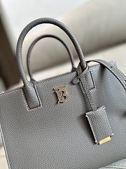 	 Burberry Frances Mini Tote Grey Leather Bag - 27x 11× 20cm - 2