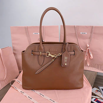 Miu Women's Miu Aventure nappa Leather Bag Brown - 40x31x13cm