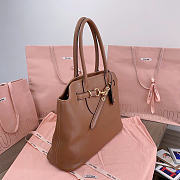 Miu Women's Miu Aventure nappa Leather Bag Brown - 40x31x13cm - 4