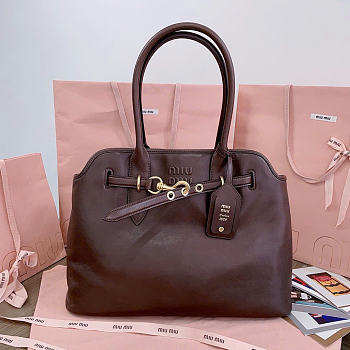 	 Miu Women's Miu Aventure nappa Leather Bag Dark Chocolate - 40x31x13cm