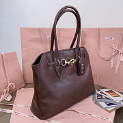 	 Miu Women's Miu Aventure nappa Leather Bag Dark Chocolate - 40x31x13cm - 3