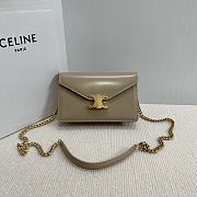 CELINE WALLET ON CHAIN MARGO IN SHINY CALFSKIN TAUPE COLOR - 19.5 X 13 X 4CM - 1