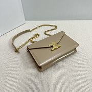 CELINE WALLET ON CHAIN MARGO IN SHINY CALFSKIN TAUPE COLOR - 19.5 X 13 X 4CM - 5