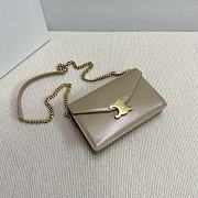 CELINE WALLET ON CHAIN MARGO IN SHINY CALFSKIN TAUPE COLOR - 19.5 X 13 X 4CM - 3