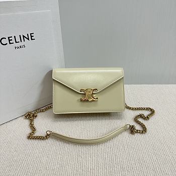 	 CELINE WALLET ON CHAIN MARGO IN SHINY CALFSKIN GREEN COLOR - 19.5 X 13 X 4CM