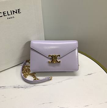 	 CELINE WALLET ON CHAIN MARGO IN SHINY CALFSKIN PURPLE COLOR - 19.5 X 13 X 4CM