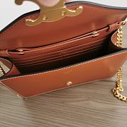 	 CELINE WALLET ON CHAIN MARGO IN SHINY CALFSKIN BROWN COLOR - 19.5 X 13 X 4CM - 6