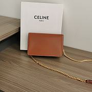 	 CELINE WALLET ON CHAIN MARGO IN SHINY CALFSKIN BROWN COLOR - 19.5 X 13 X 4CM - 3