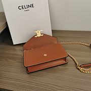 	 CELINE WALLET ON CHAIN MARGO IN SHINY CALFSKIN BROWN COLOR - 19.5 X 13 X 4CM - 2
