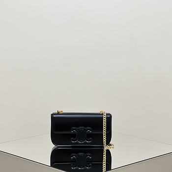 	 Celine Cuir Triomphe Chain Shoulder Bag Leather In Black 01 - 20.5*11.5*4cm