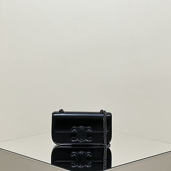 	 Celine Cuir Triomphe Chain Shoulder Bag Leather In Black 02 - 20.5*11.5*4cm