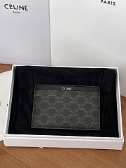 Celine Card Holder Triomphe Canvas and Calfskin Black  10.5×7cm - 1