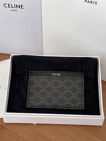 Celine Card Holder Triomphe Canvas and Calfskin Black  10.5×7cm