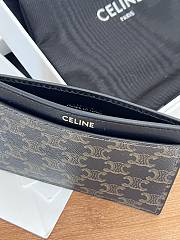 Celine Card Holder Triomphe Canvas and Calfskin Black  10.5×7cm - 5