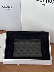 Celine Card Holder Triomphe Canvas and Calfskin Black  10.5×7cm - 4