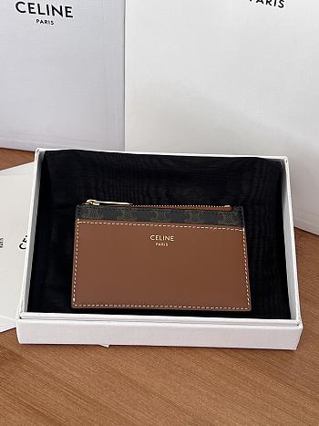 Celine Zipped Card Holder IN Triomphe Canvas and lambskin - 7.5 X 11.5cm