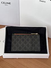 Celine Zipped Card Holder IN Triomphe Canvas and lambskin - 7.5 X 11.5cm - 2