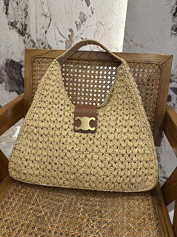 CELINE CABAS TRIANGLE IN RAFFIA AND CALFSKIN - 45 X 23 X 6cm