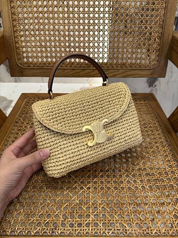 CELINE TEEN NINO BAG IN RAFFIA AND CALFSKIN - 20.5 X 13 X 8cm