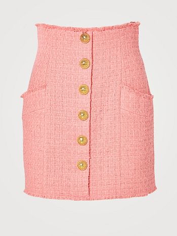Balmain High-Waisted Tweed Mini Skirt
